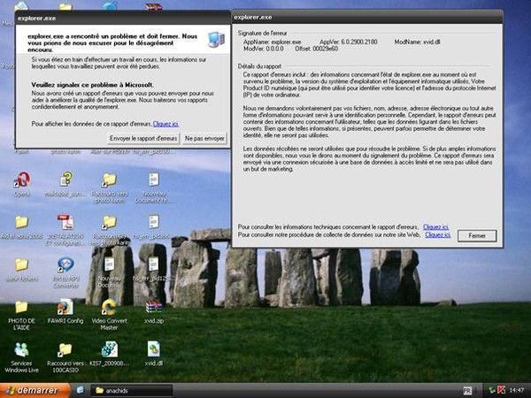 Explorer.exe a rencontre un probleme et doit fermer
